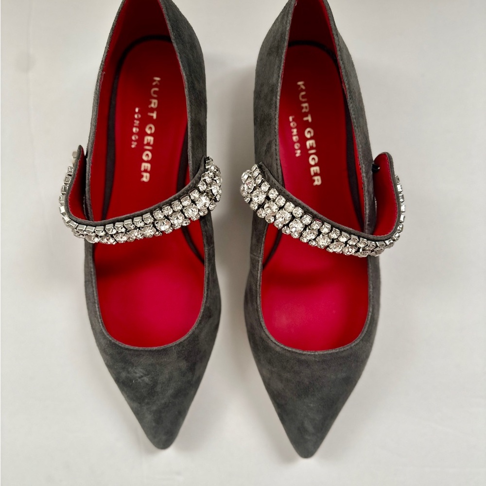 Kurt Geiger Gray Women's Shoes with Rhinestone Strap